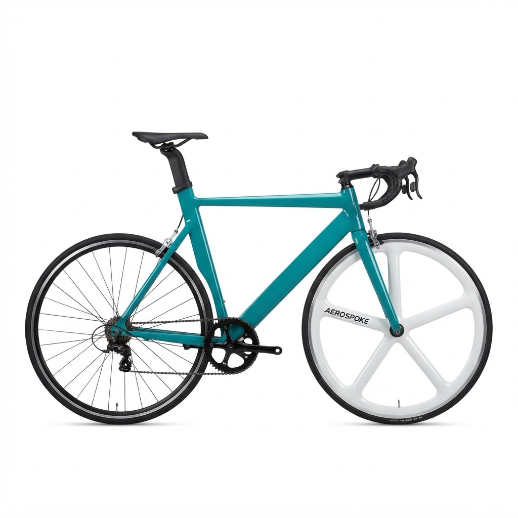 Custom Aero Road Bike — Teal w/ Aerospoke Wheel