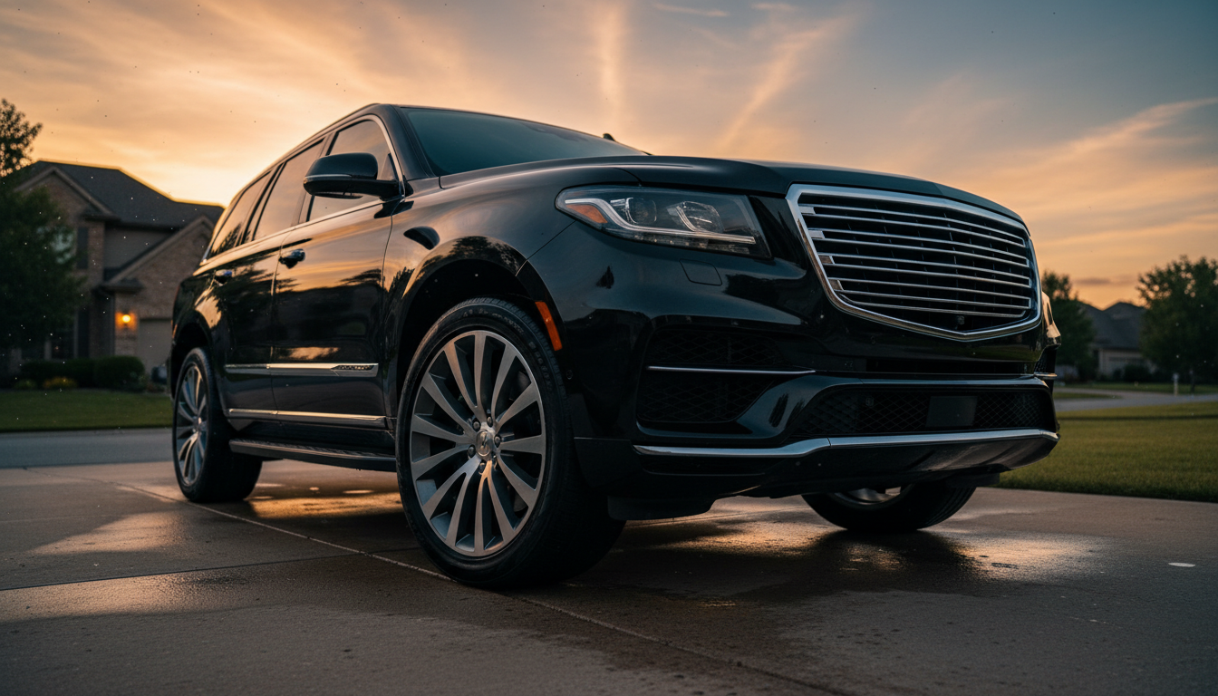 Freshly detailed vehicle at golden hour