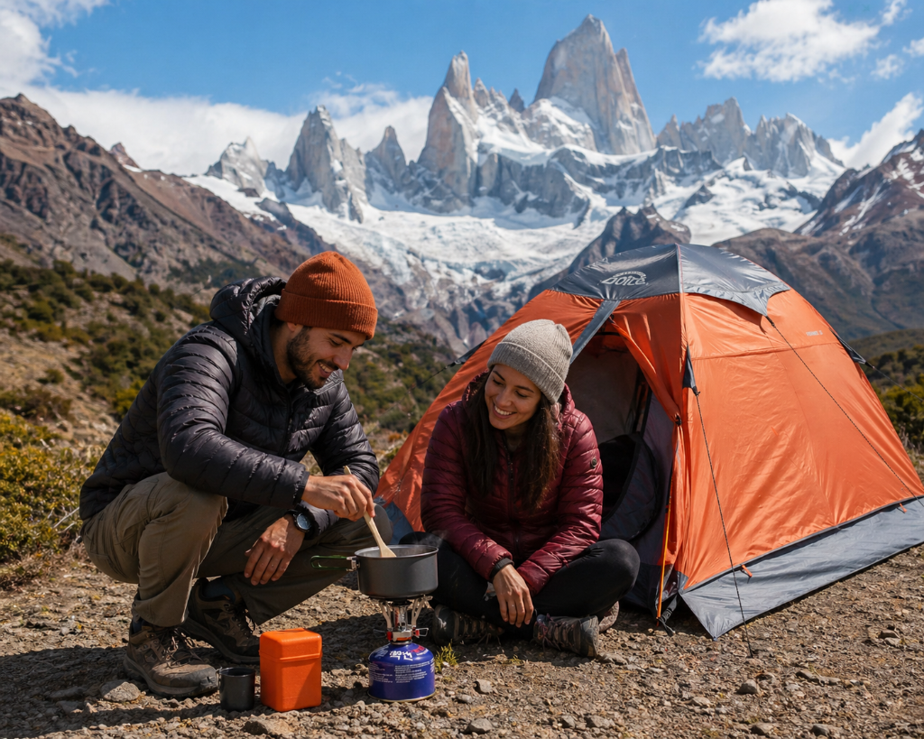 Camping in El Chaltén with Fitz Roy view
