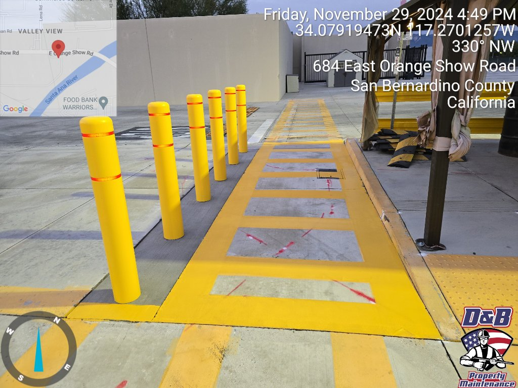 Amazon Fulfillment Center — Bollard Installation, Handrails & Line Striping (Guard Shack Protection)