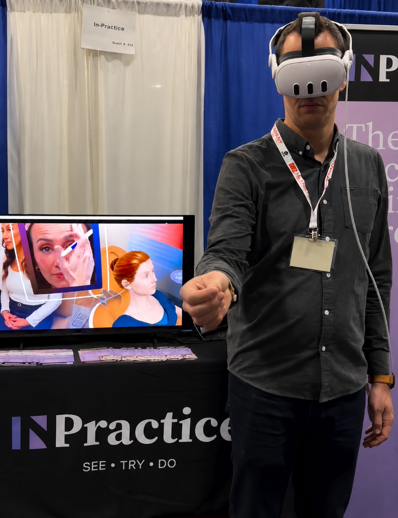 Person wearing InPractice VR headset