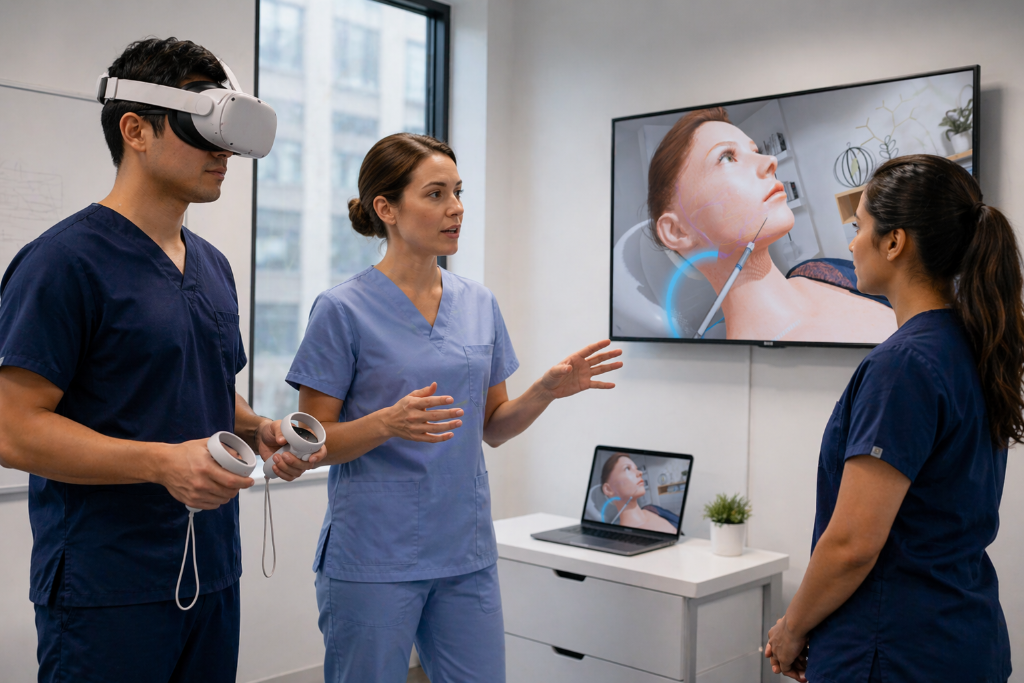 Dental professionals using VR training
