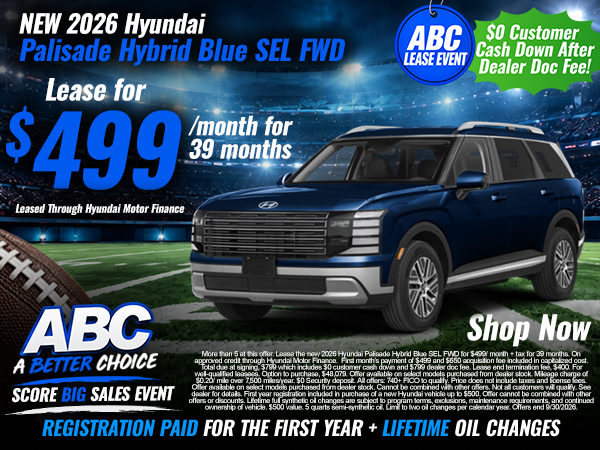 New 2026 Hyundai Palisade Hybrid Blue SEL FWD - Lease for $499/month for 39 months