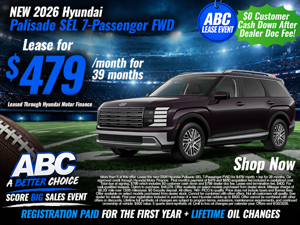 New 2026 Hyundai Palisade SEL 7-Passenger FWD - Lease for $479/month for 39 months