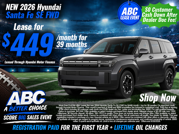 New 2026 Hyundai Santa Fe SE FWD - Lease for $449/month for 39 months