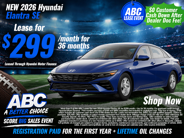 New 2026 Hyundai Elantra SE - Lease for $299/month for 36 months