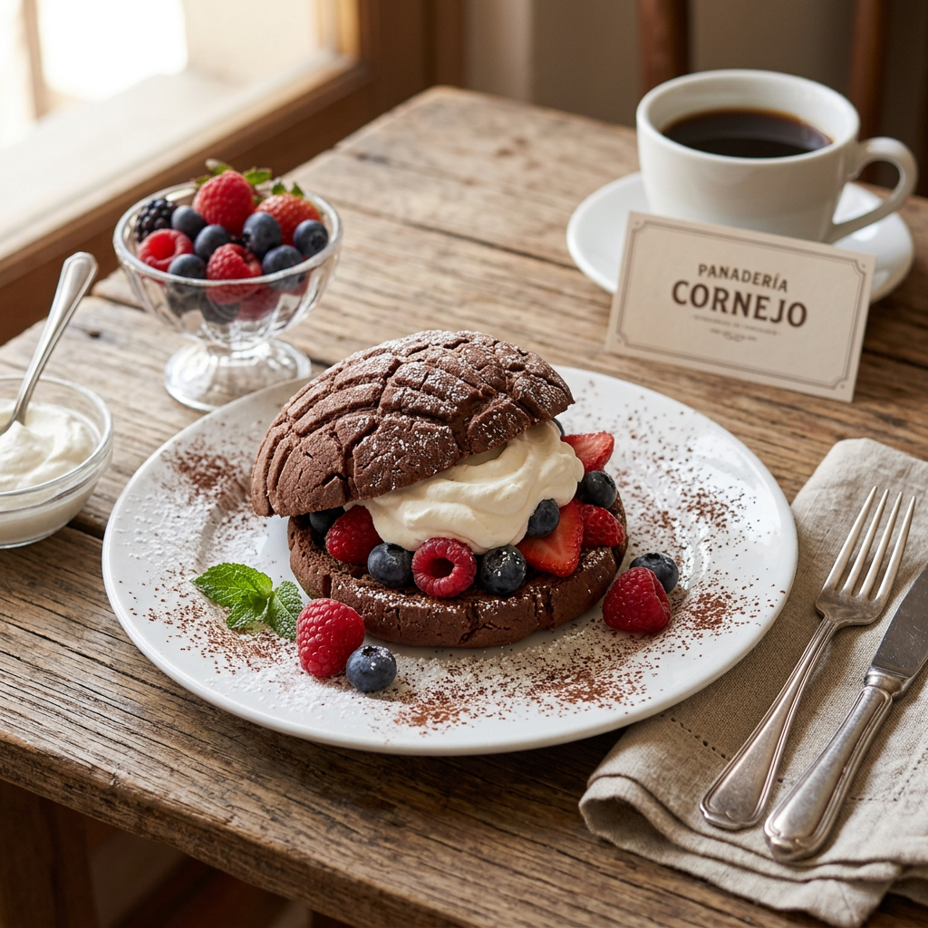 Delicia de Concha de Chocolate con Frutas