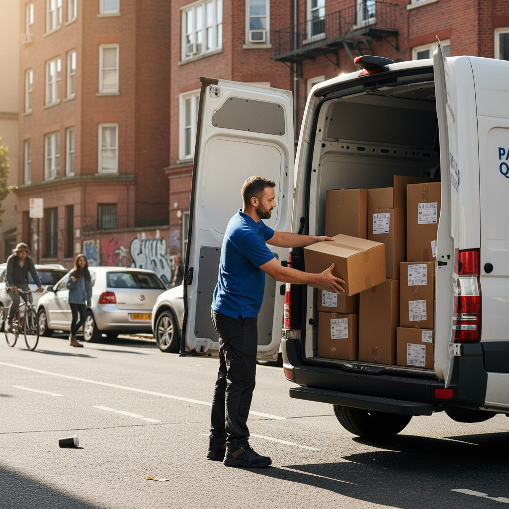 Courier loading van