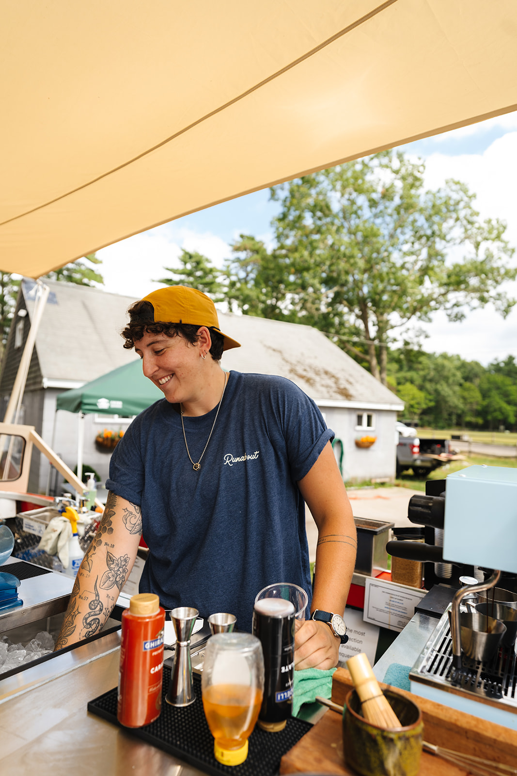 Liz serving coffee at the truck