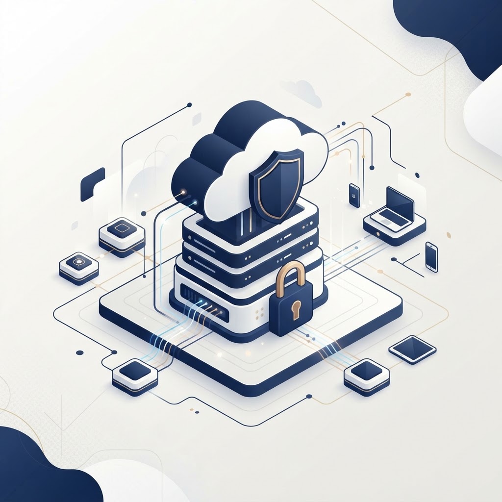 Sécurité d'un SaaS sur mesure pour PME : cadenas, hébergement européen et conformité RGPD illustrés