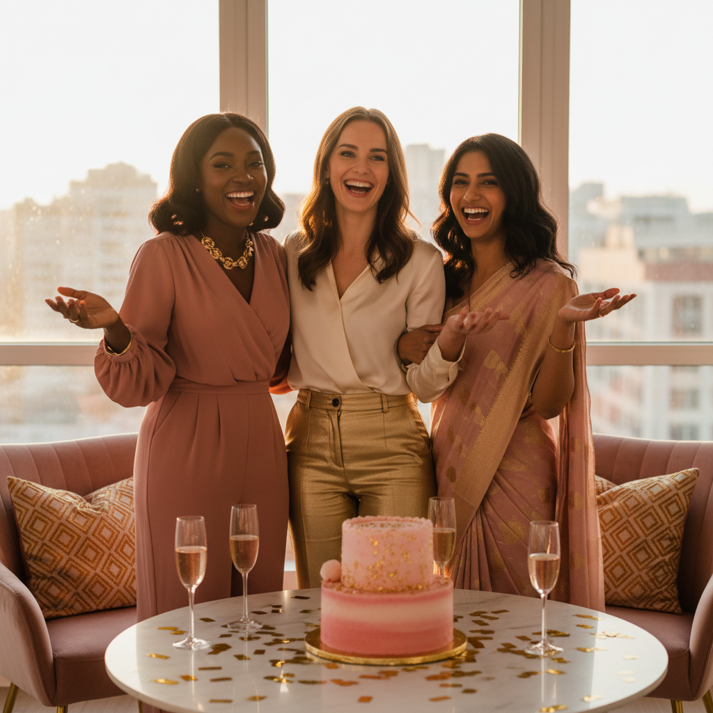 Friends celebrating