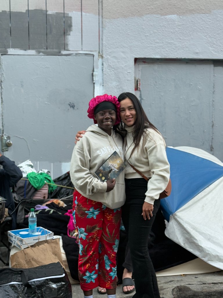 Stefania Leão during homeless outreach in the San Francisco Bay Area