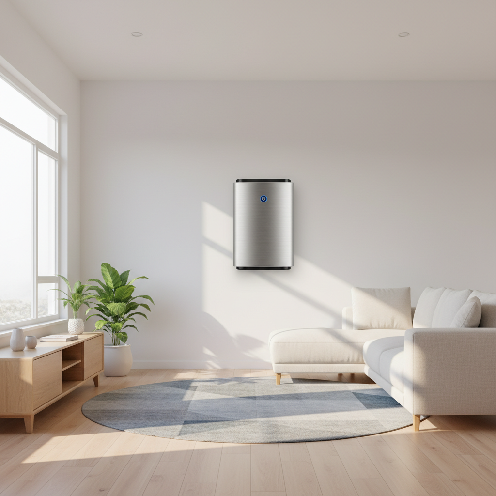 Clean living room with purified air after installation