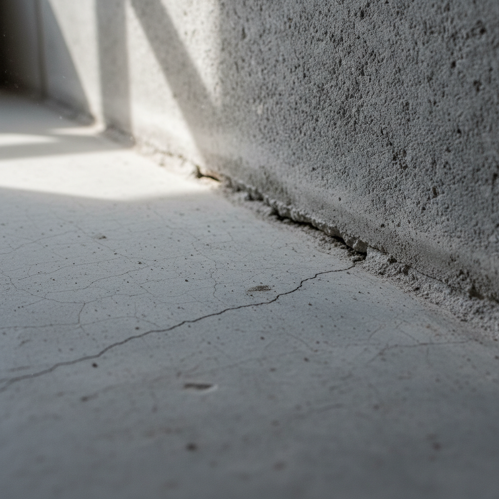 Unsealed floor cracks before air sealing