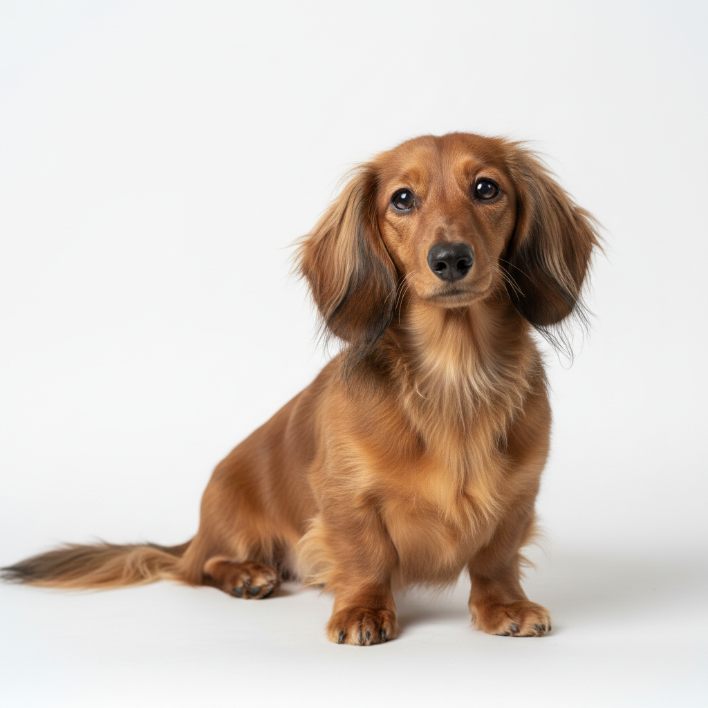 Long-haired Dachshund young dog