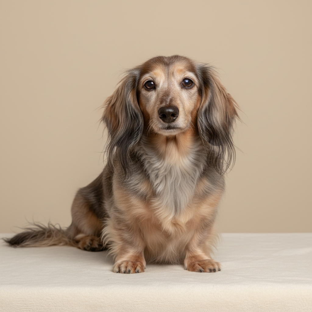 Long-haired Dachshund senior dog
