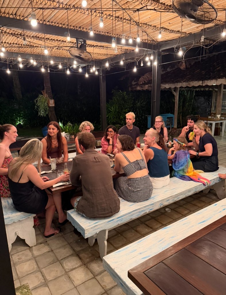Group beach dinner