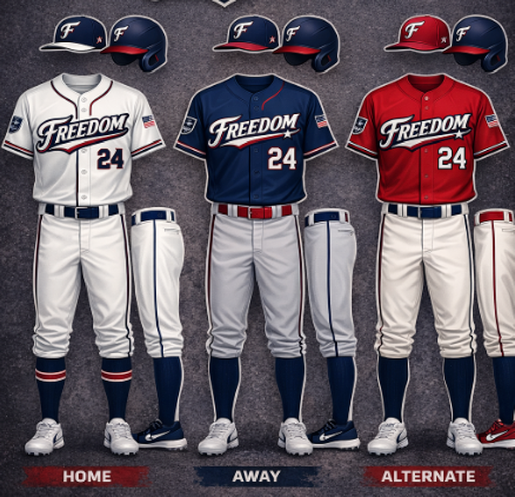 Freedom Baseball Uniforms - Home, Away and Alternate