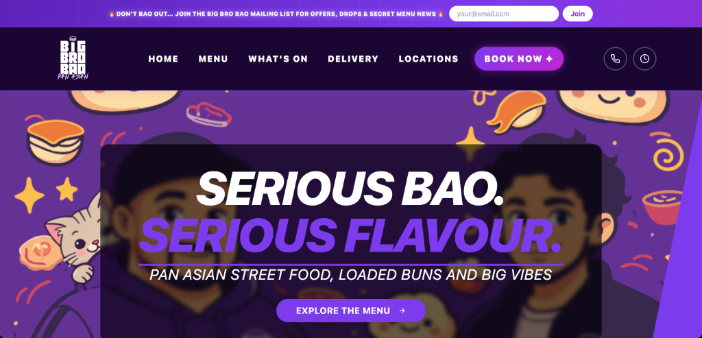 Big Bro Bao website hero section