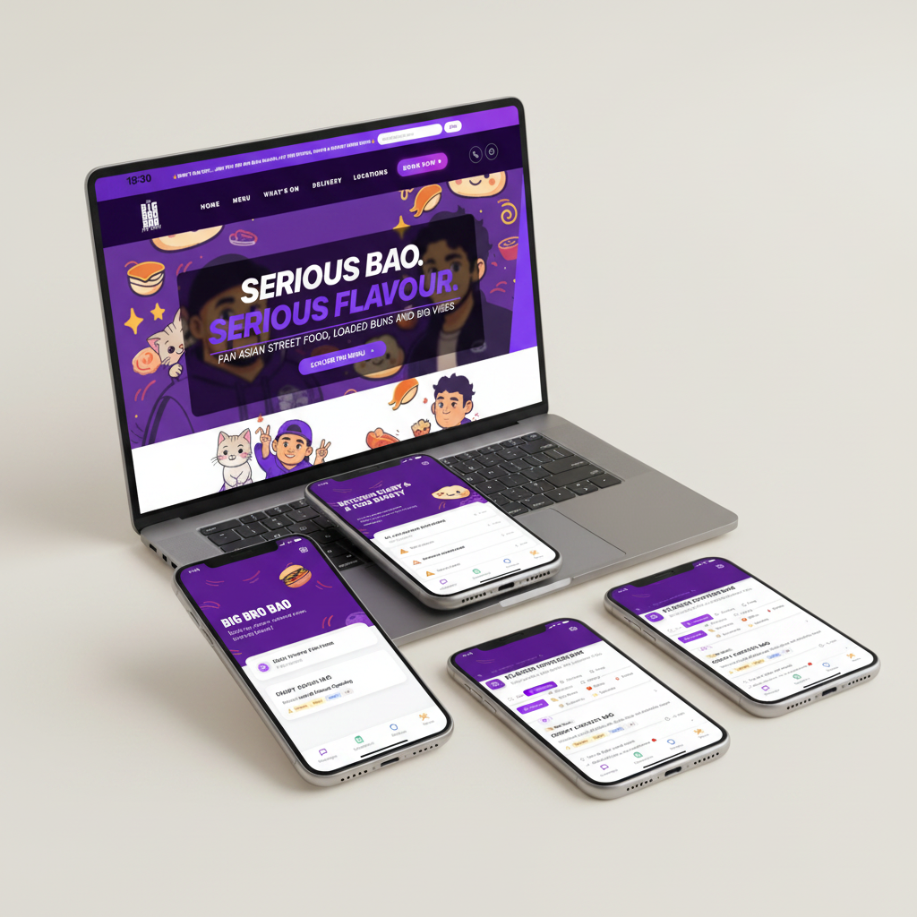 Big Bro Bao website and app on multiple devices