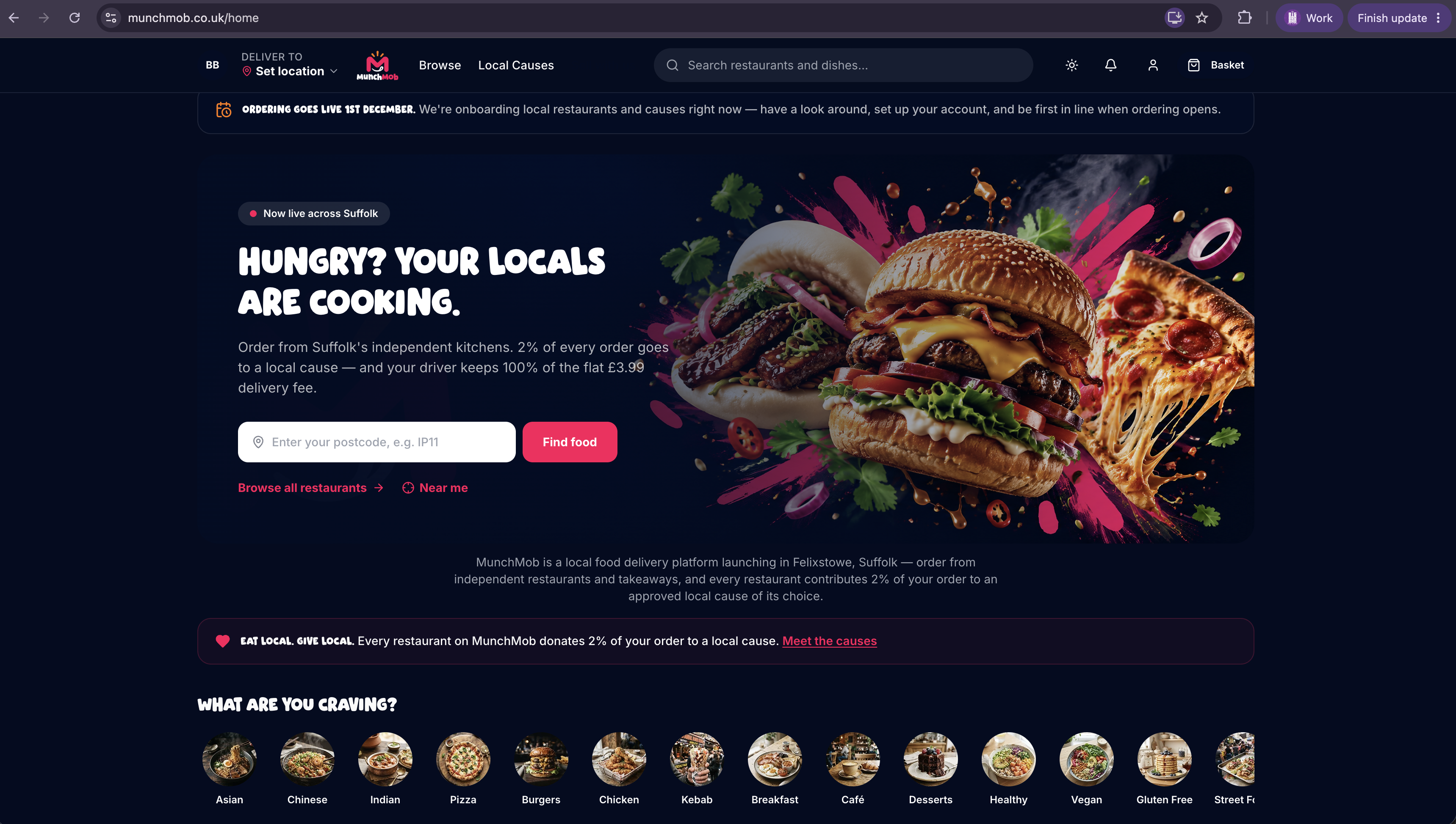 MunchMob local food delivery platform on laptop and phone