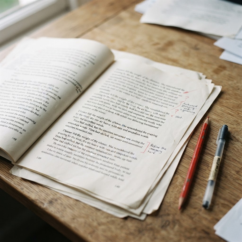Printed manuscript pages with editorial annotations