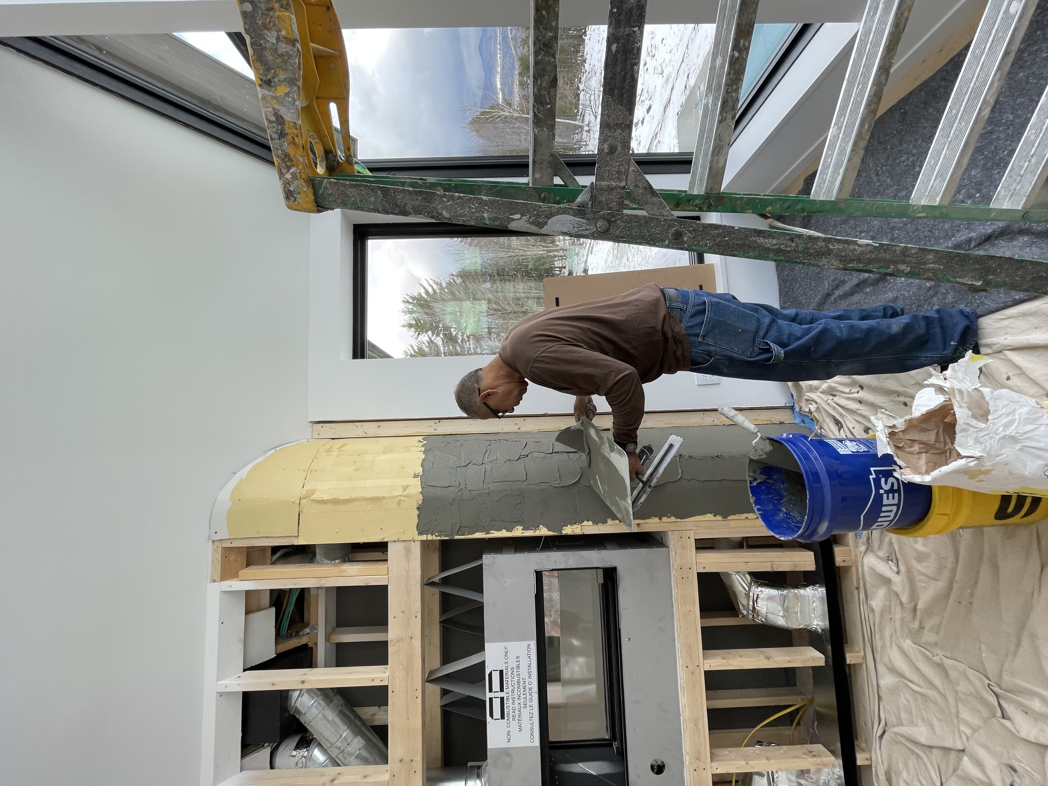 Master Bedroom Fireplace — Custom Cement Finish