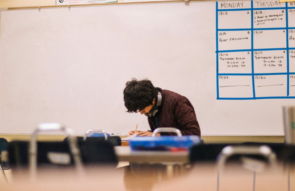 Student focused on learning