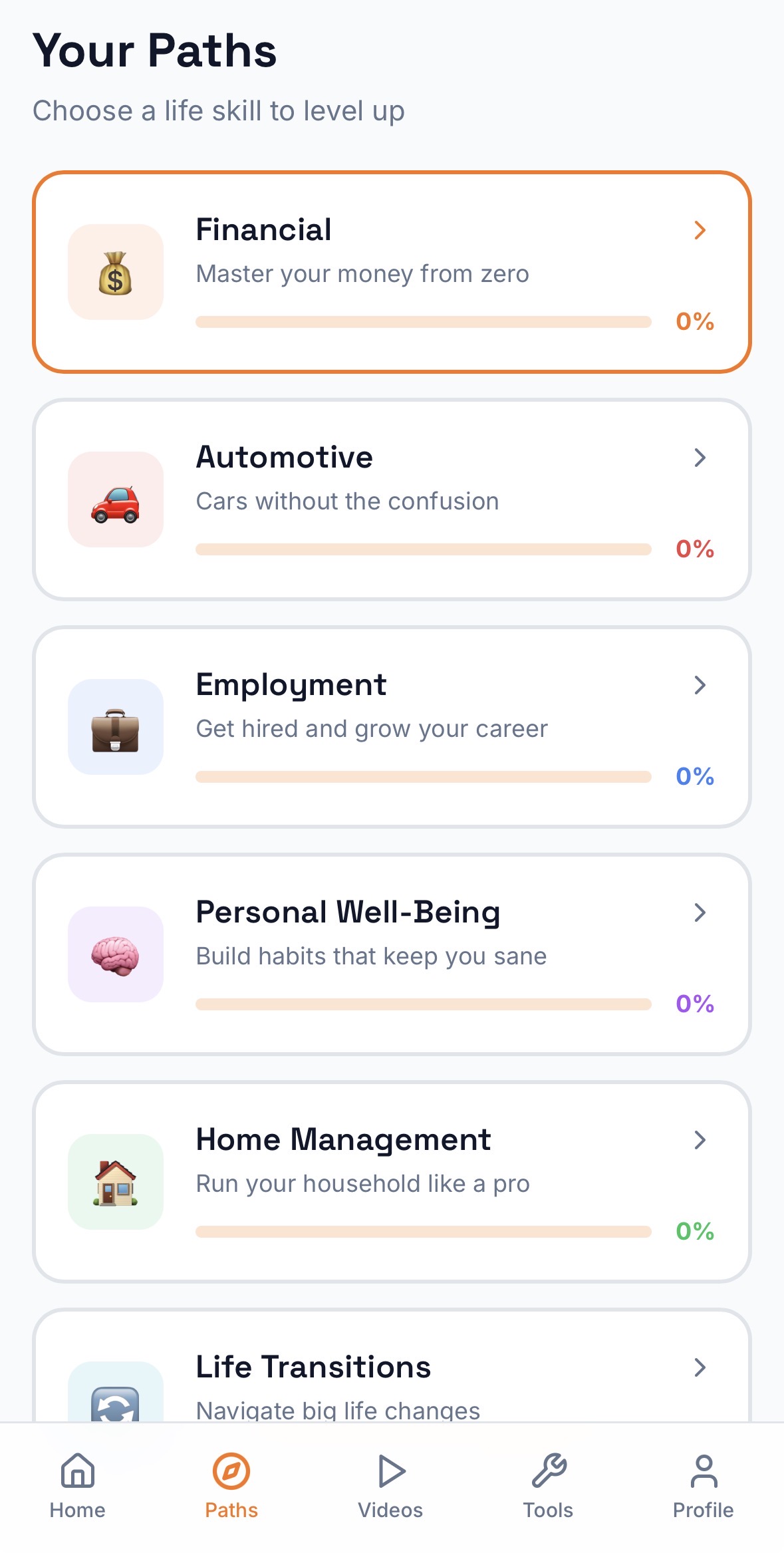 Life Skills HQ learning Paths on mobile