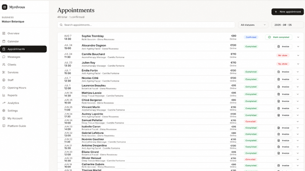 Bookings & calendar, effortless