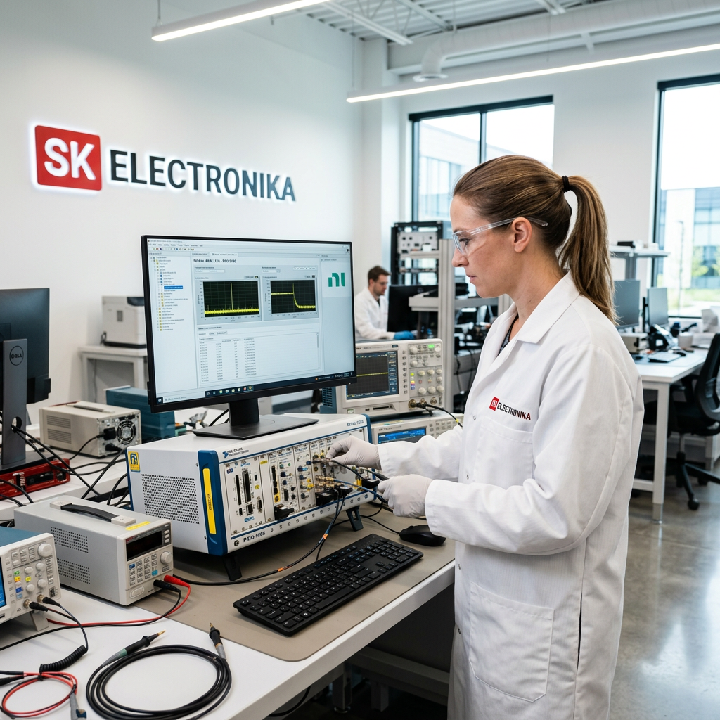 SK Electronika Lab Engineer with NI PXI Equipment
