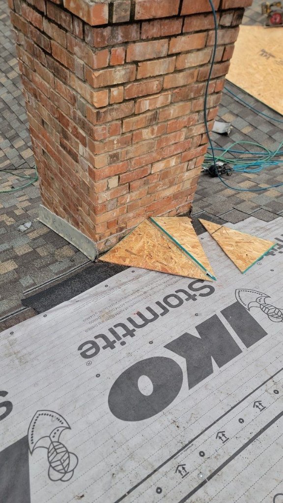Colleyville Texas Chimney Cricketto Meet City Buildingcodes - Colleyville Roofing project photo by Becker Roofing and Exteriors