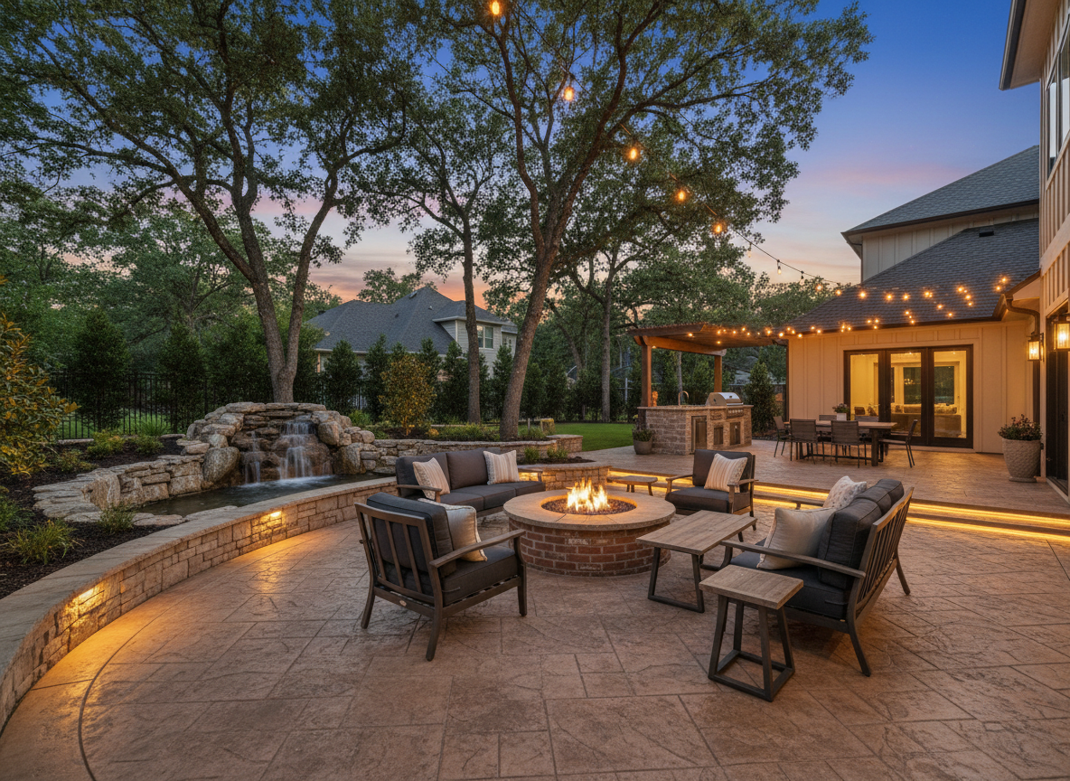 Stamped Patio with Fire Feature