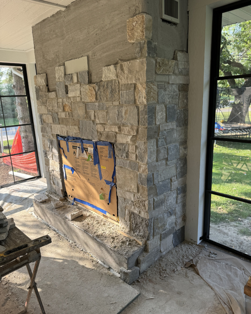 Outdoor Stone Fireplace — In Progress