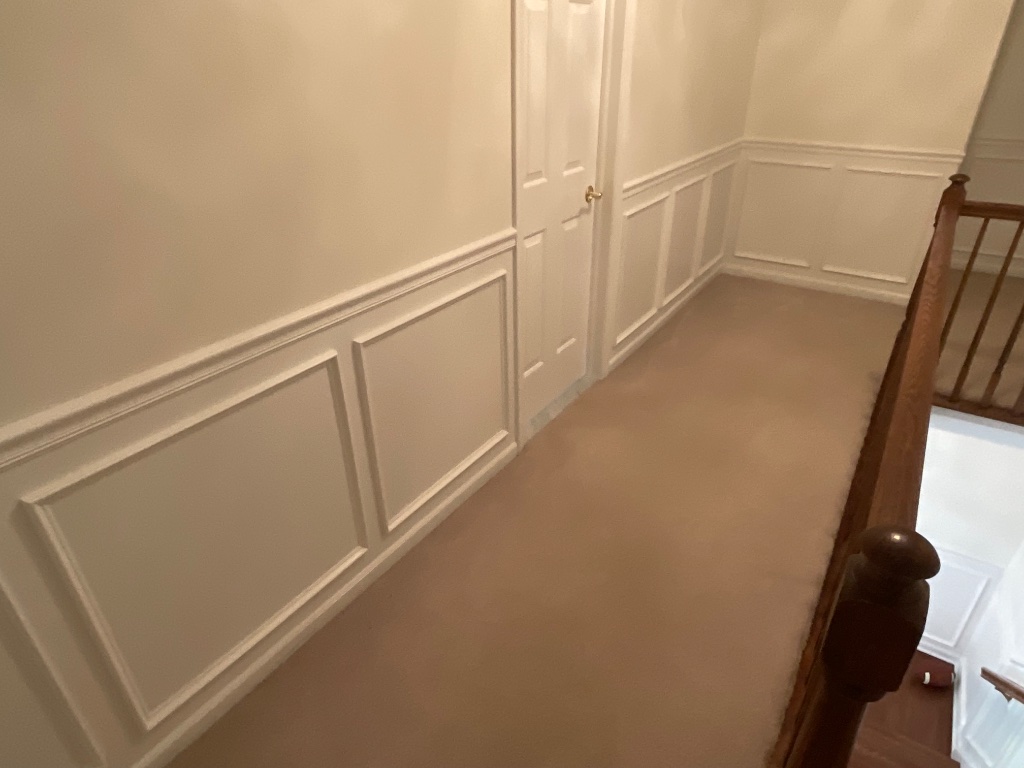Foyer with wainscoting and crown molding