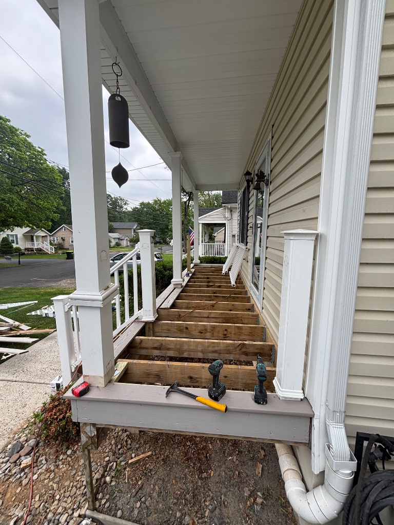 Porch deck framing in progress