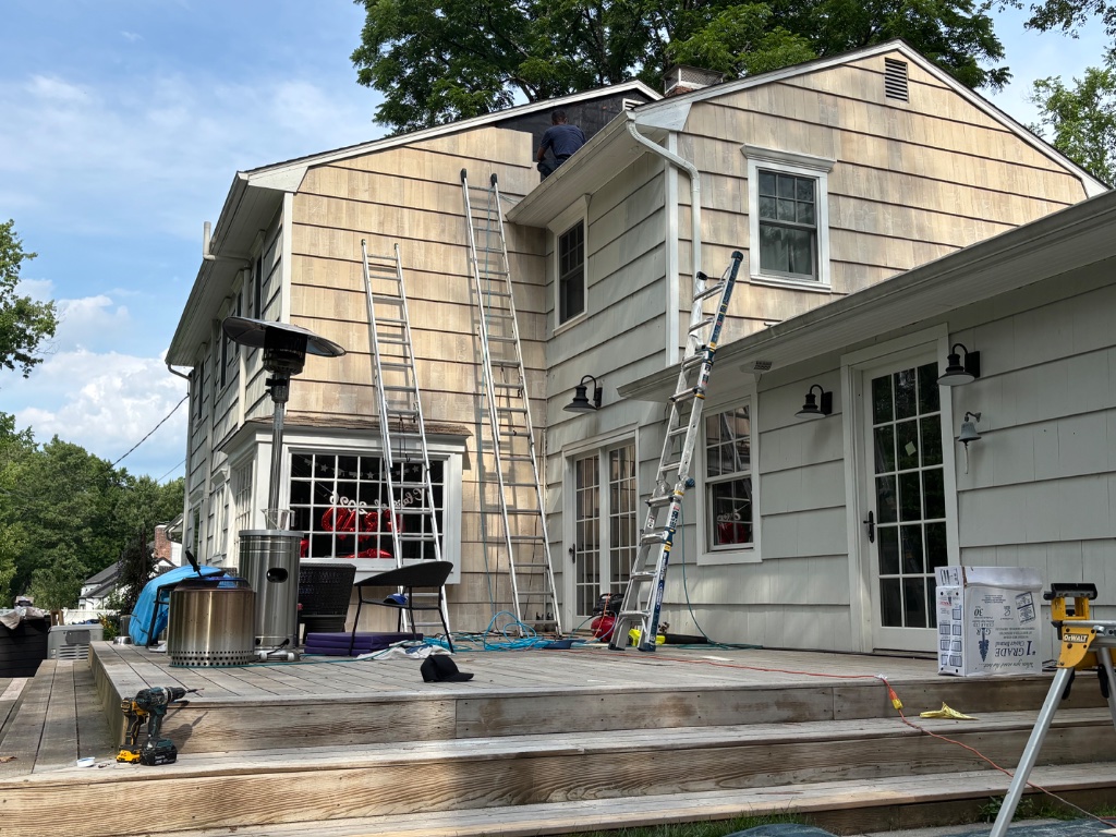 Exterior siding work in progress
