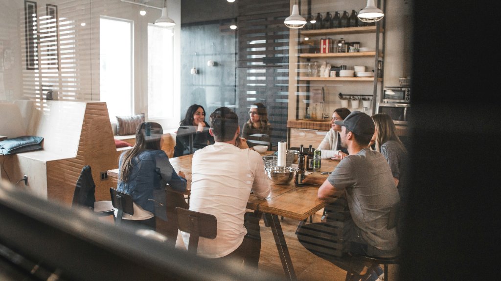 Team having a meeting around a table