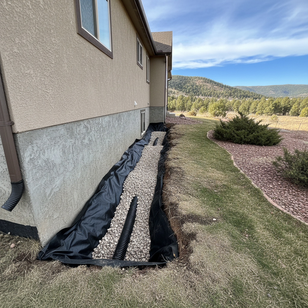 Professional french drain installation by Kings Exteriors & Gutter Systems LLC