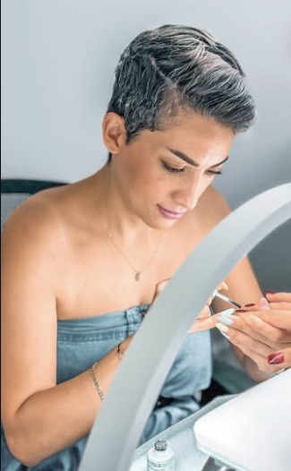 Manicure and pedicure nail services at Dina's Hair Vogue nail salon West Vancouver BC
