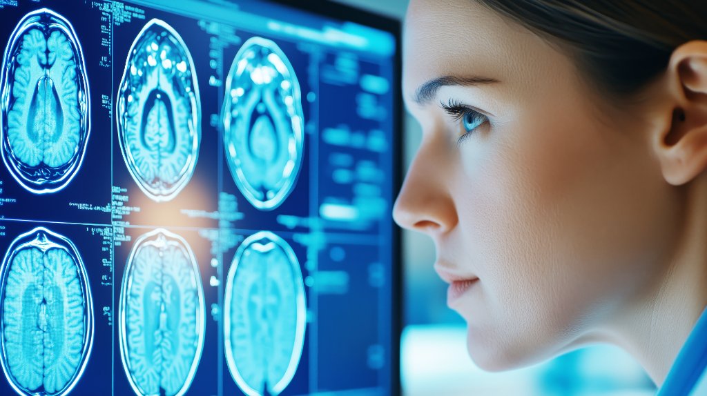 Healthcare professionals examining medical imaging
