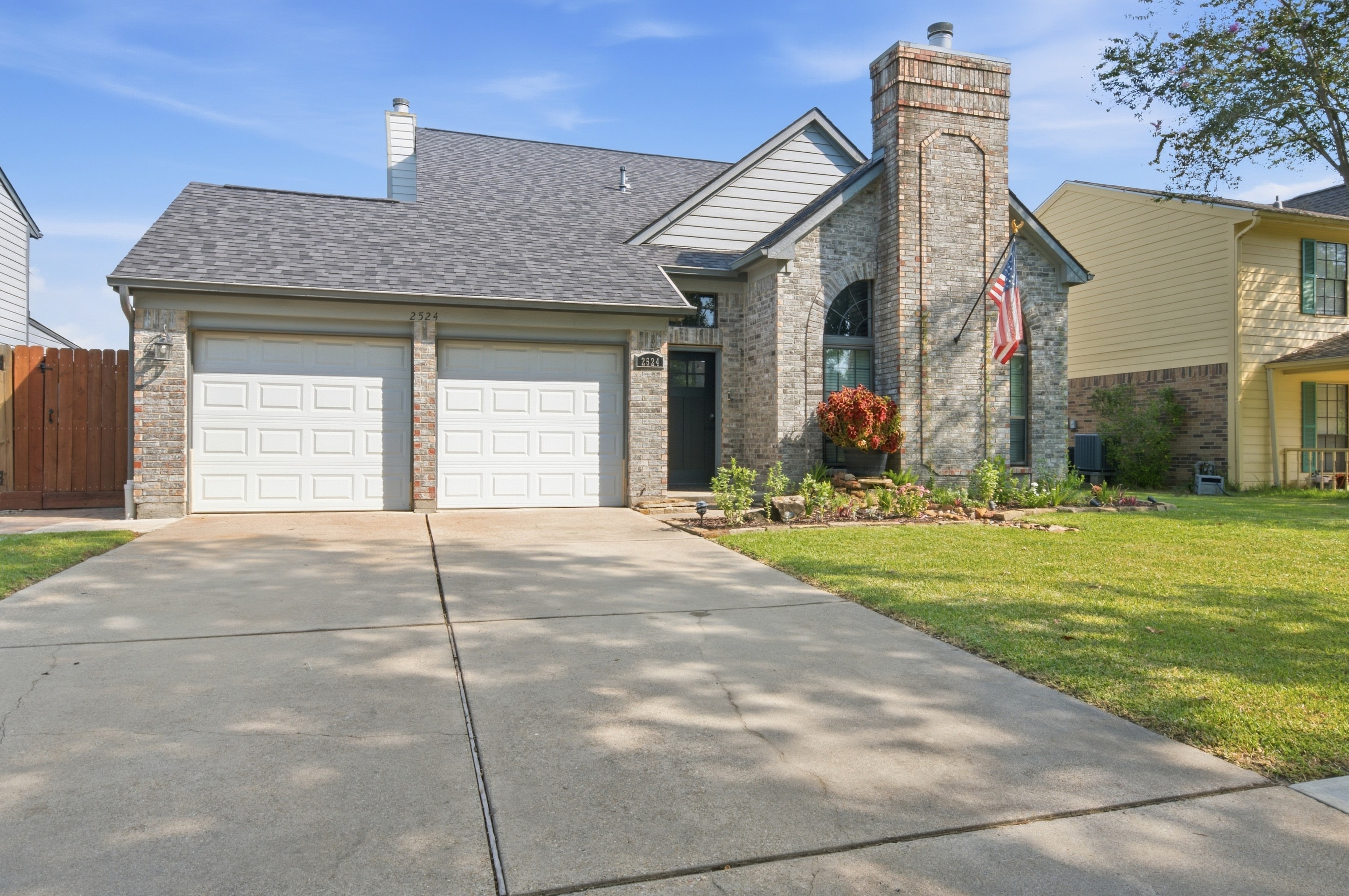 Brick home exterior with chimney
