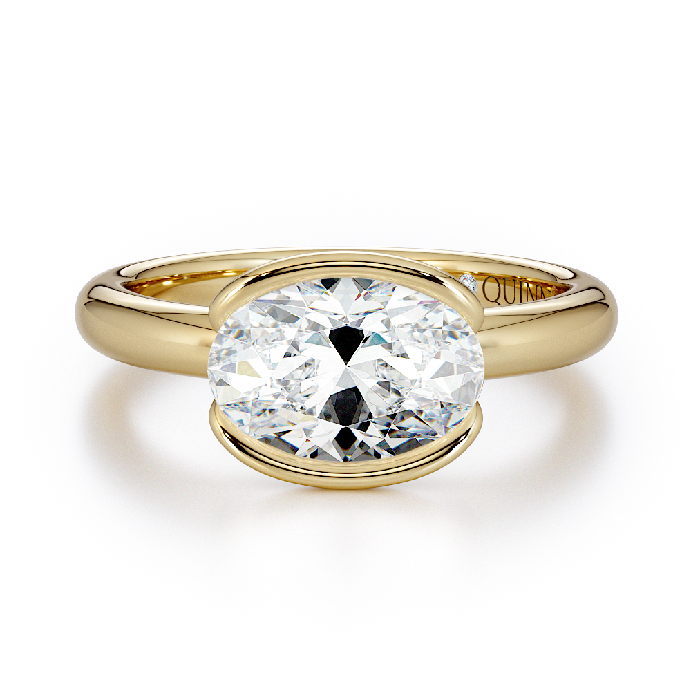Oval cut lab-grown diamond engagement ring, Oval East-West Bezel