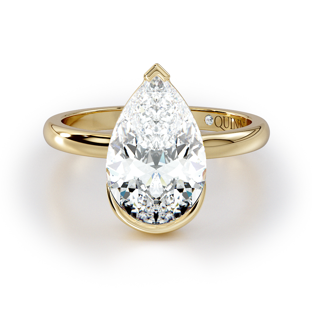 Pear cut lab-grown diamond engagement ring, Pear Bezel Solitaire
