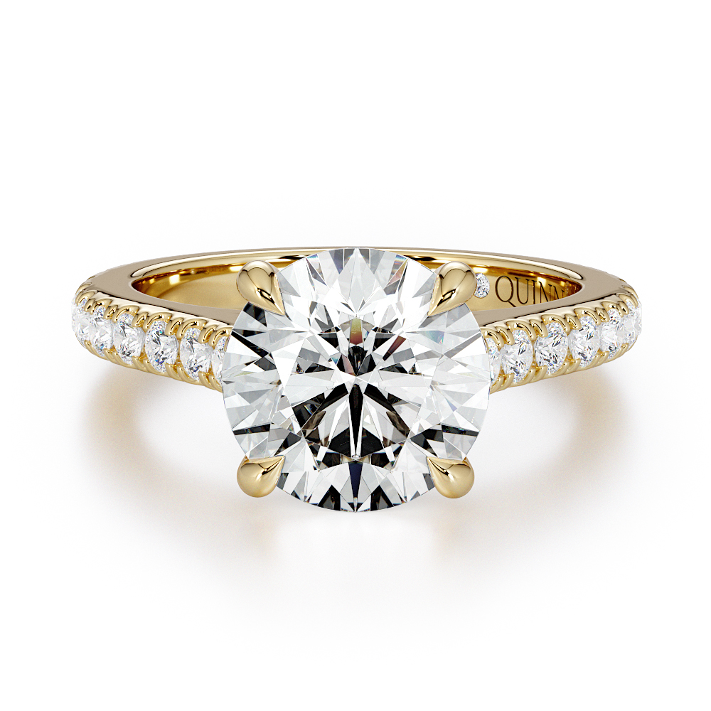Round cut lab-grown diamond engagement ring, Round Micro-Pave Band