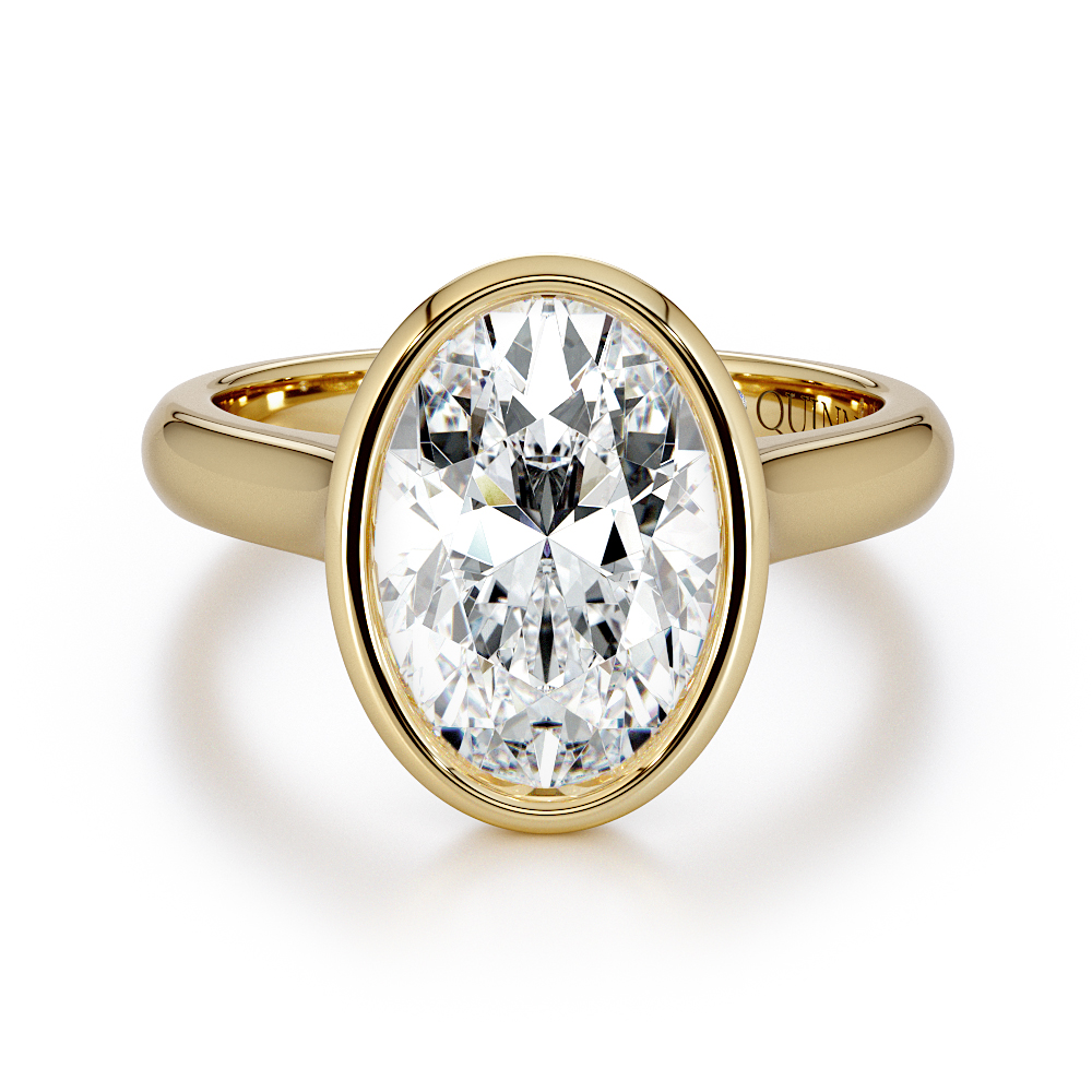 Oval cut lab-grown diamond engagement ring, Oval Bezel Solitaire