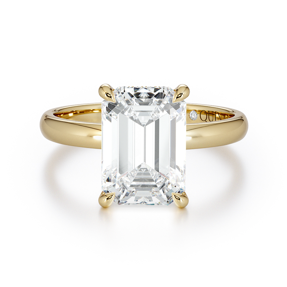 Oval cut lab-grown diamond engagement ring, Emerald Angular Band Solitaire