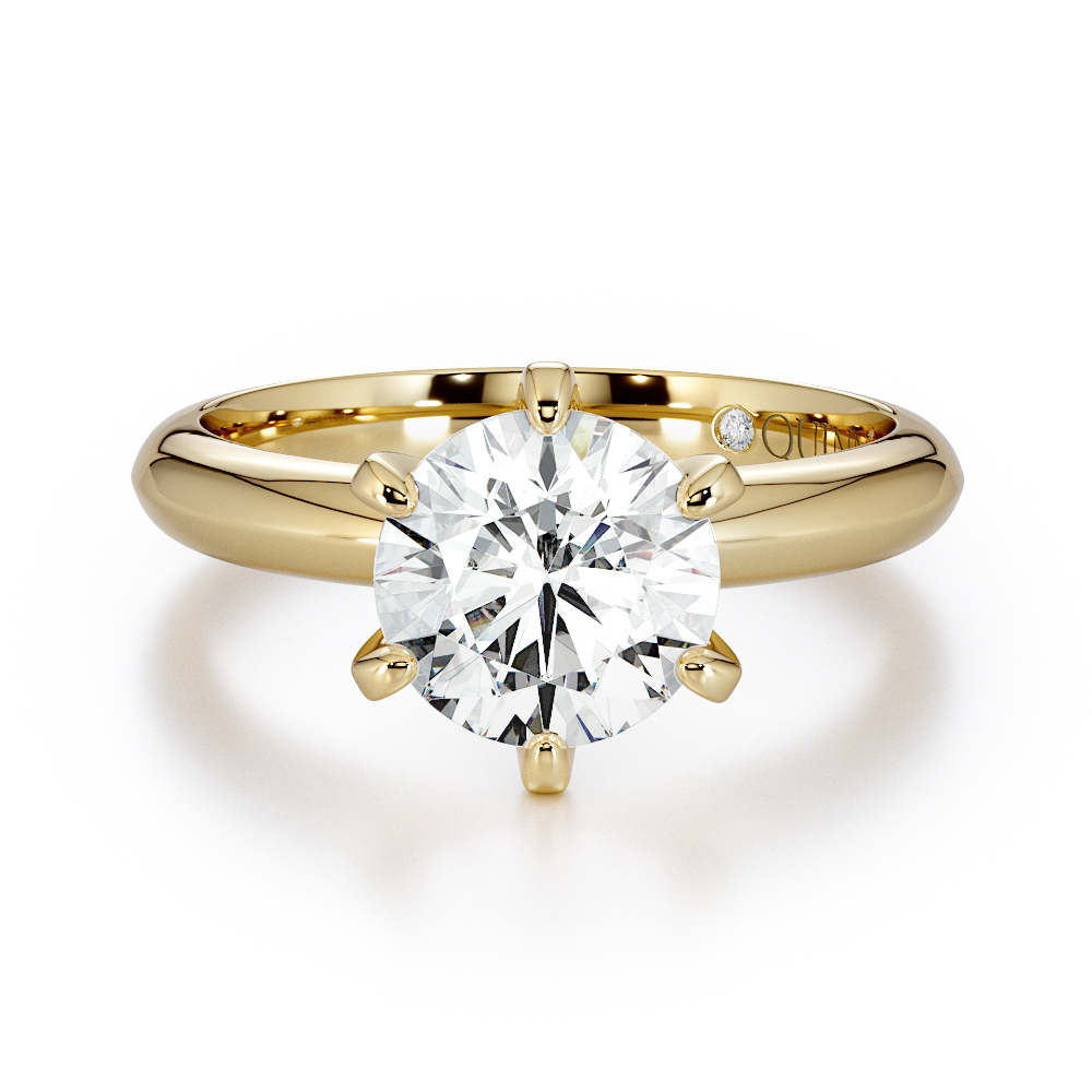 Round cut lab-grown diamond engagement ring, Round Six-Claw Solitaire
