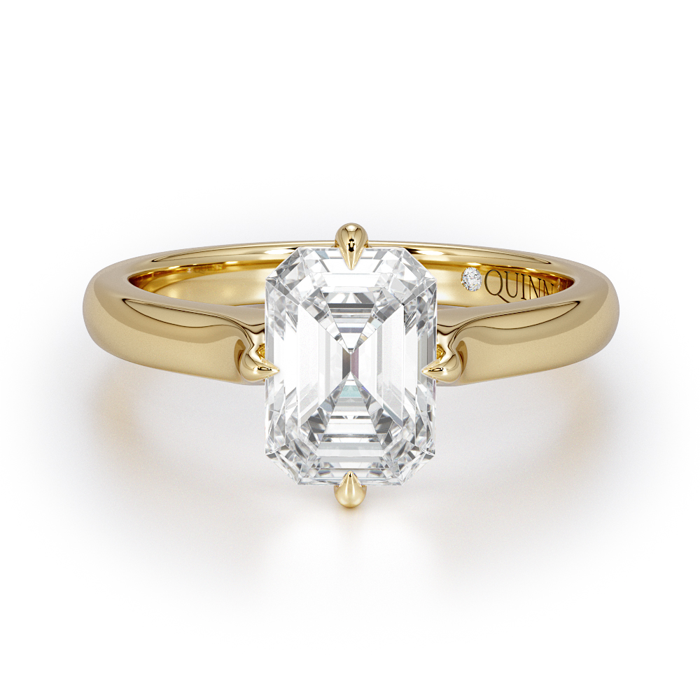 Emerald cut lab-grown diamond engagement ring, Emerald Claw Solitaire