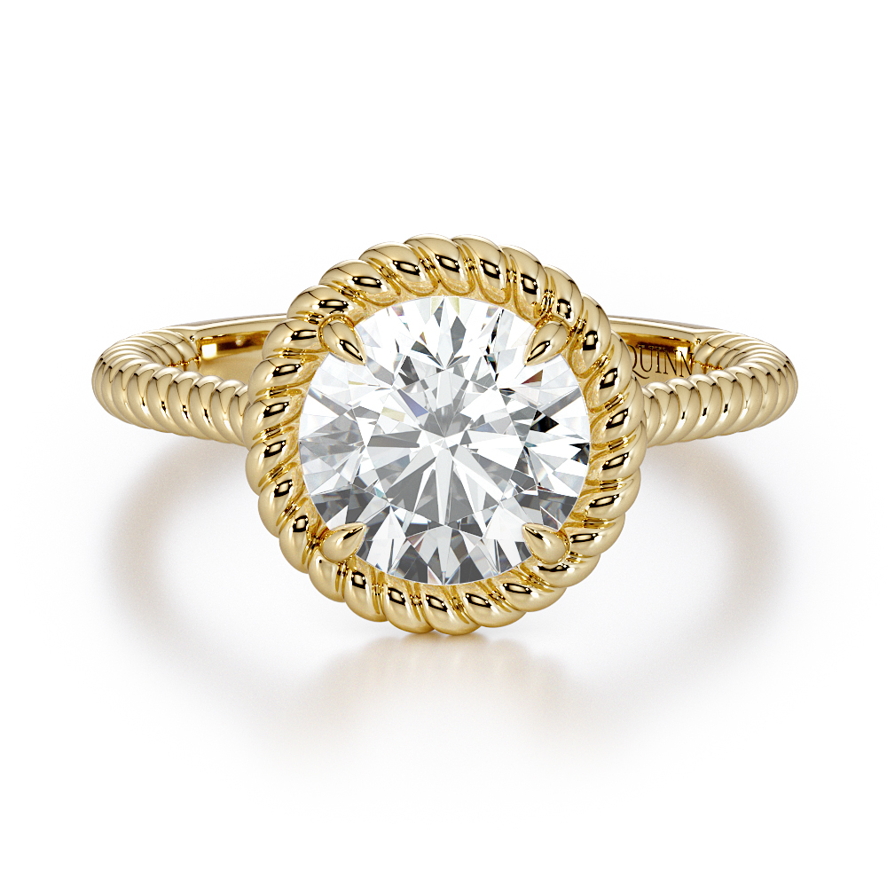 Oval cut lab-grown diamond engagement ring, Round Ornate Bezel Solitaire